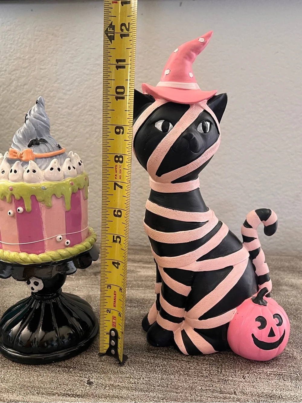 Set of Goblin & Ghoul Halloween BLACK CAT Mummy Witch and Pastel Cake FIGURINES
